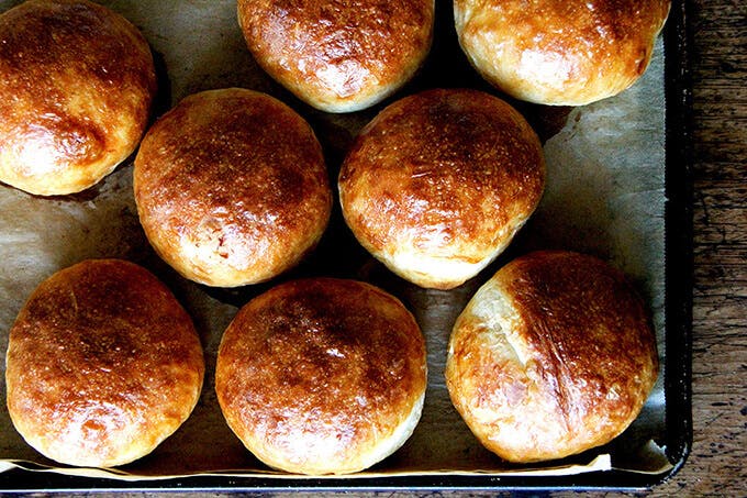 no-knead brioche buns