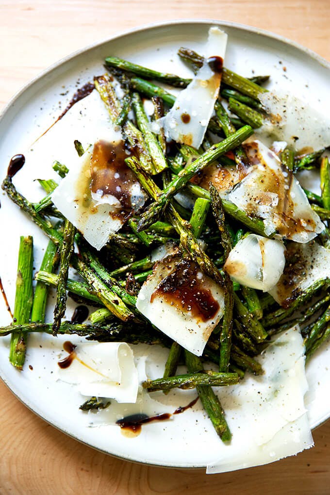 Roasted asparagus with balsamic and parmesan. 