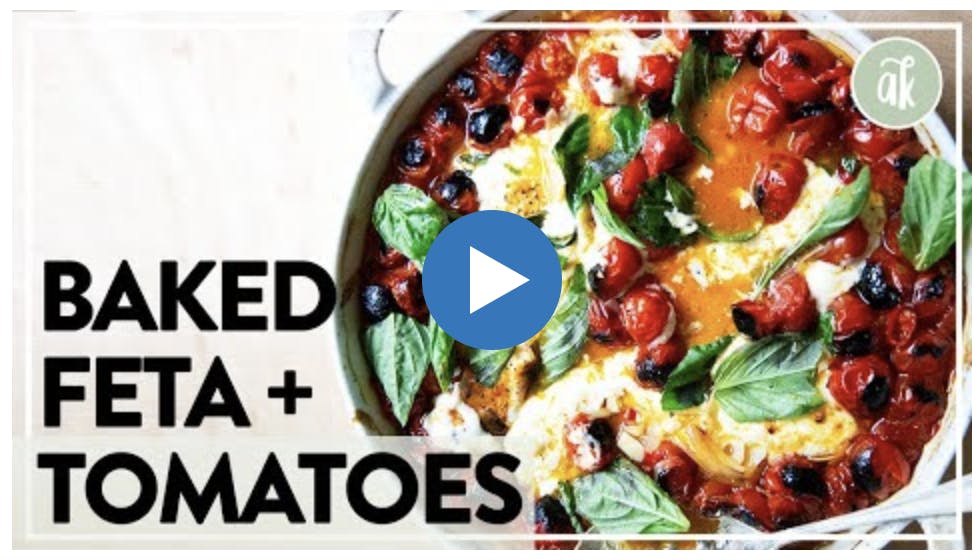 Baked feta + tomatoes.