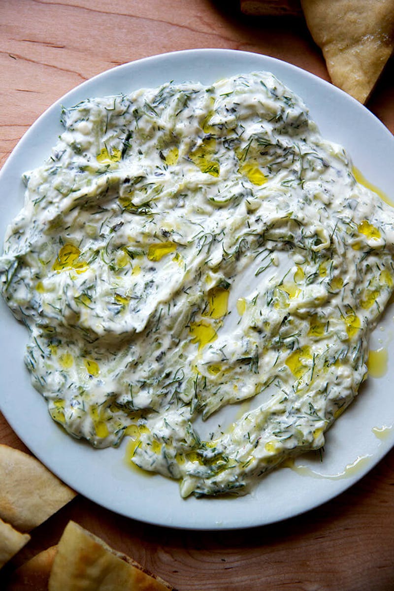 Tzatziki on a platter. 