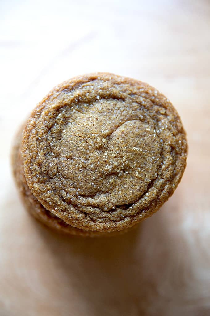 Crisp and chewy gingersnap cookies. 