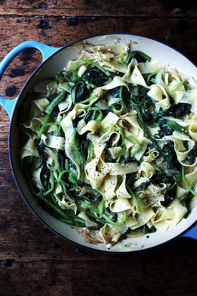 Carbonara with Greens. 