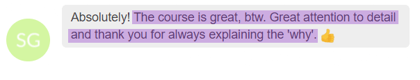 The course is great, btw