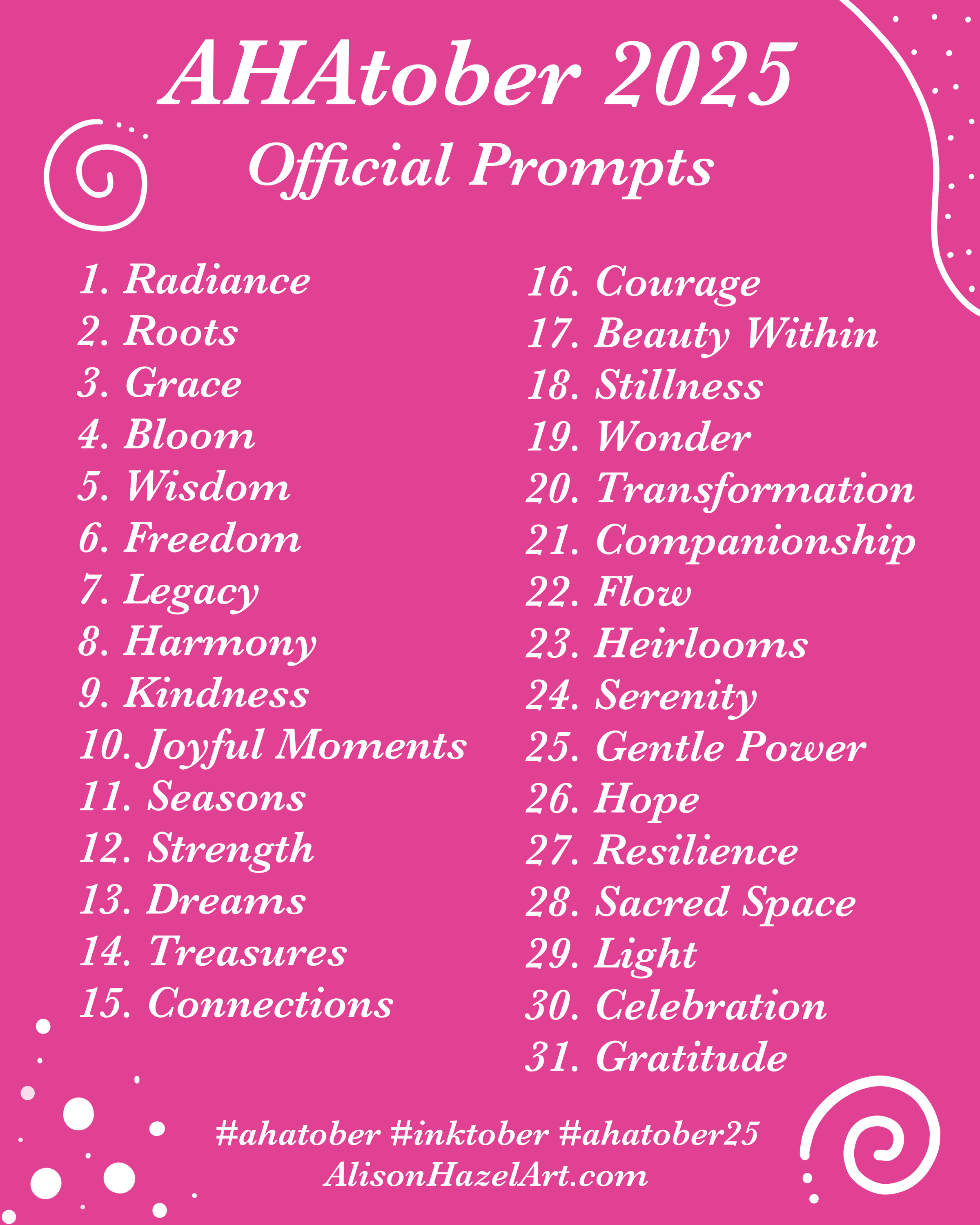 AHAtober Prompts
