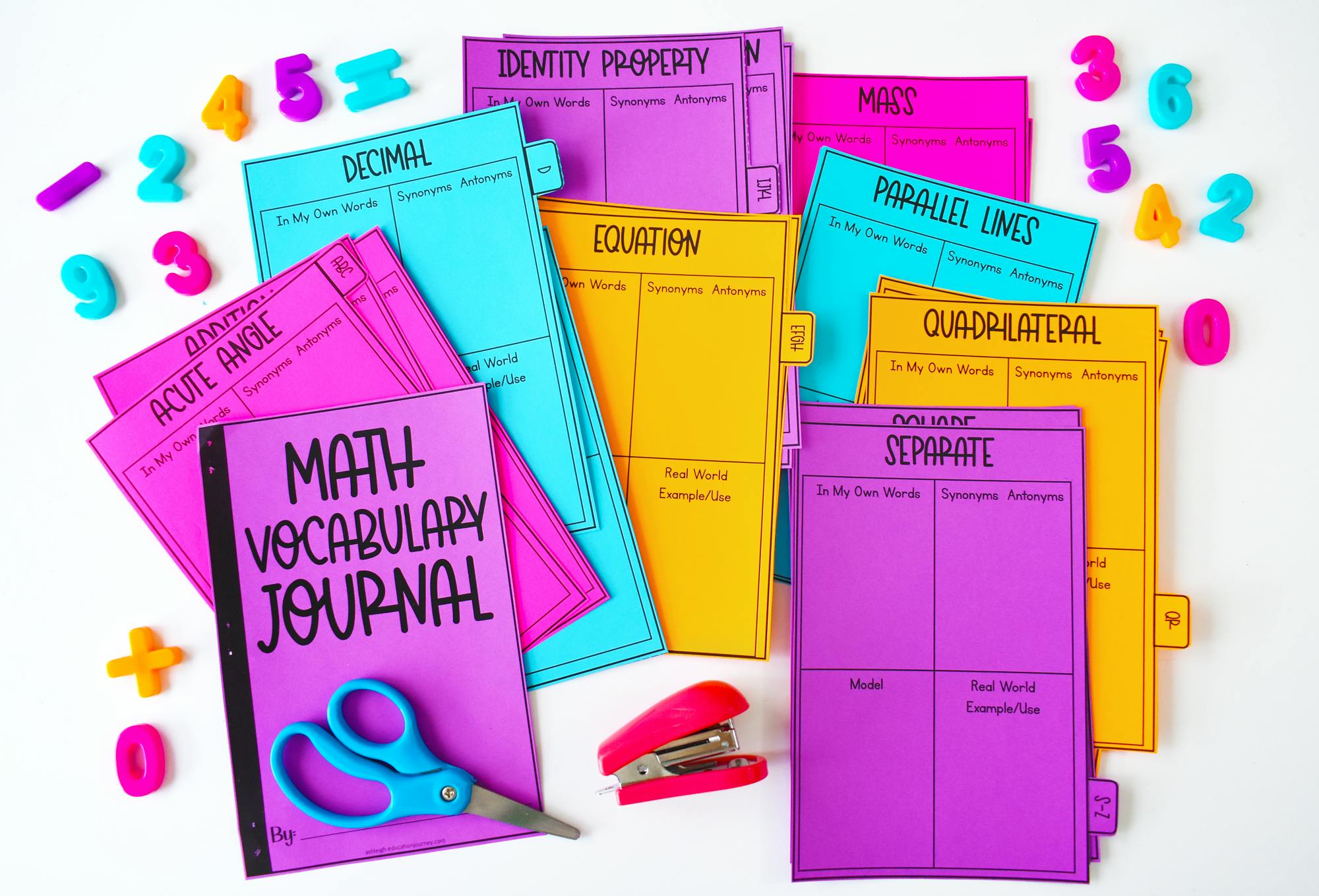 Free Math Vocabulary Flash Cards Printable