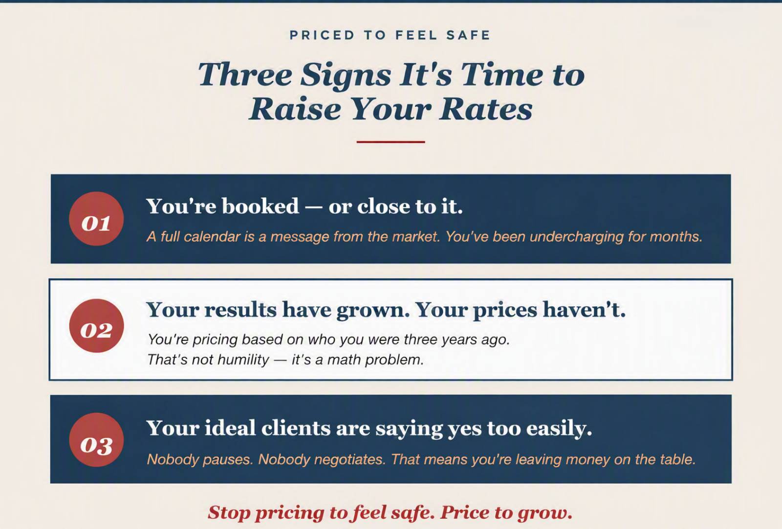 Priced to Feel Safe: Three Signs It's Time to Raise Your Rates (or ask for that raise)