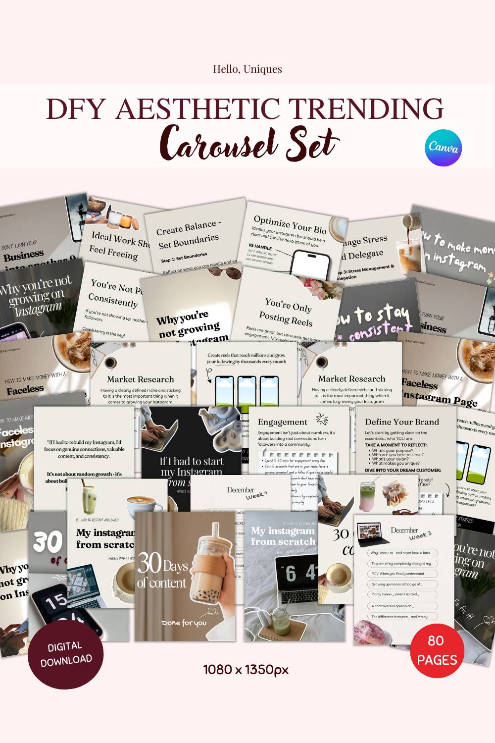 DFY Aesthetic Trending Carousel Set - Canva Template