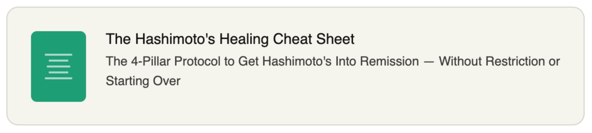 Hashimoto's Healing Cheat Sheet