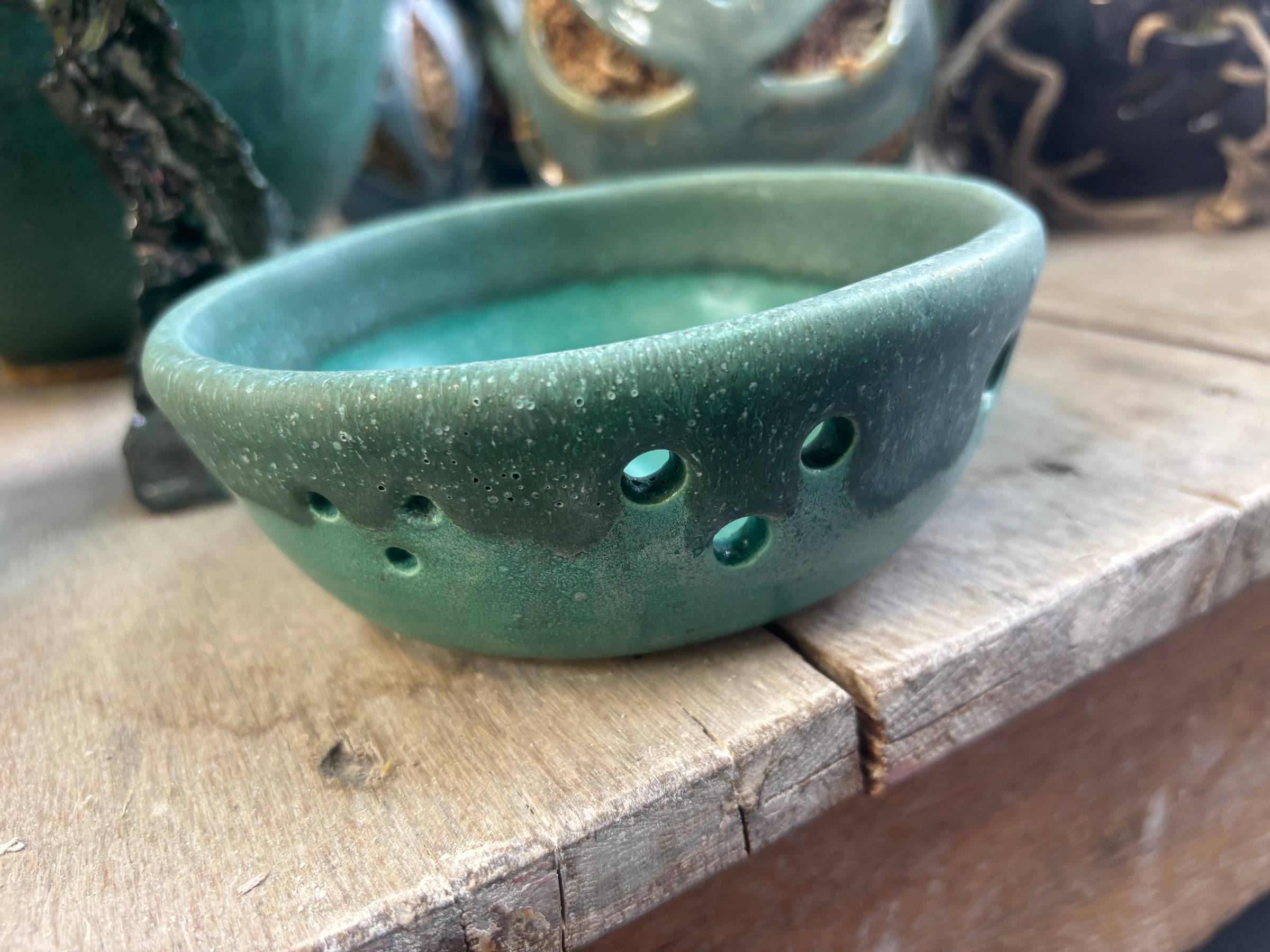 a handmade herb pulling bowl