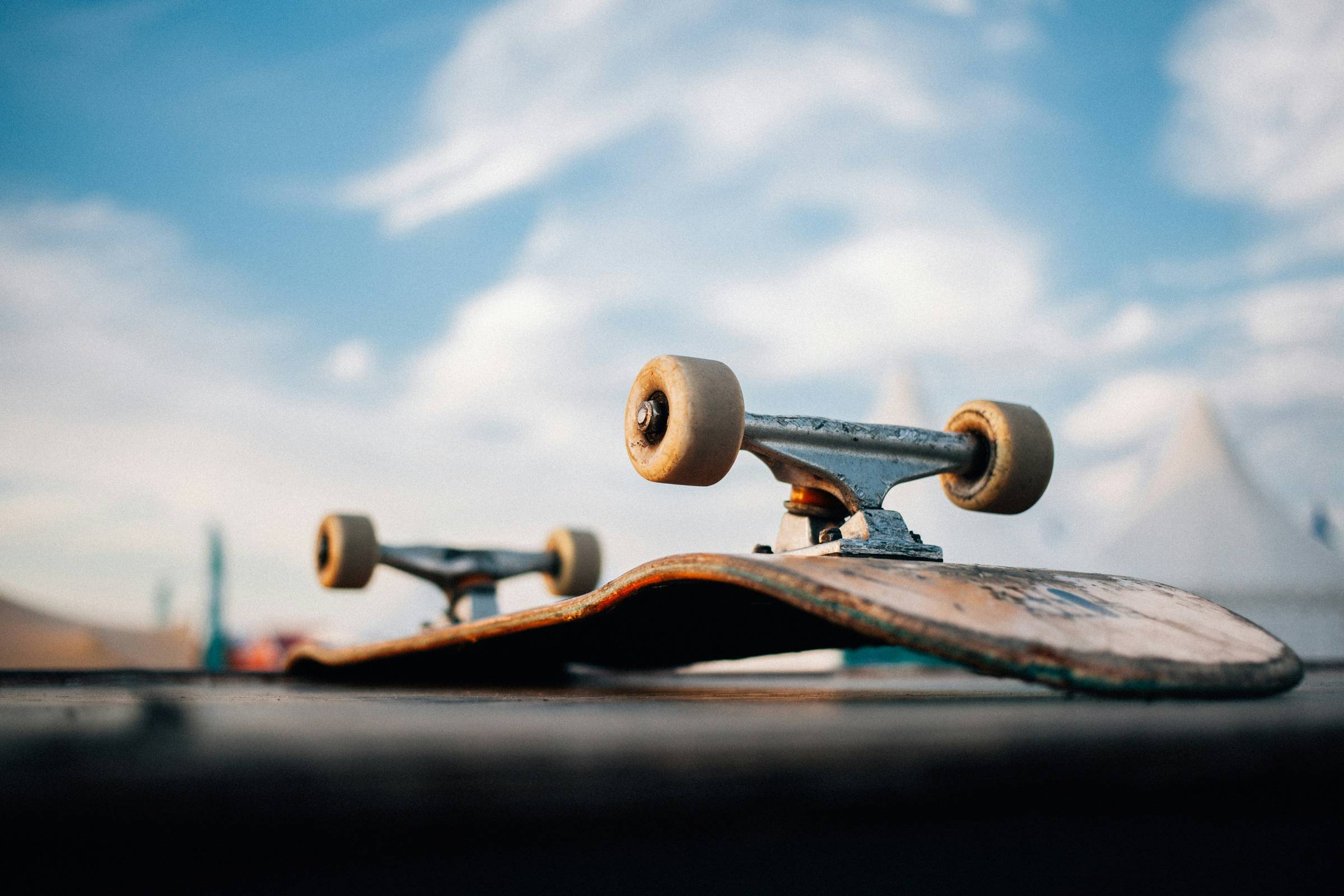 upside skateboard on pavement