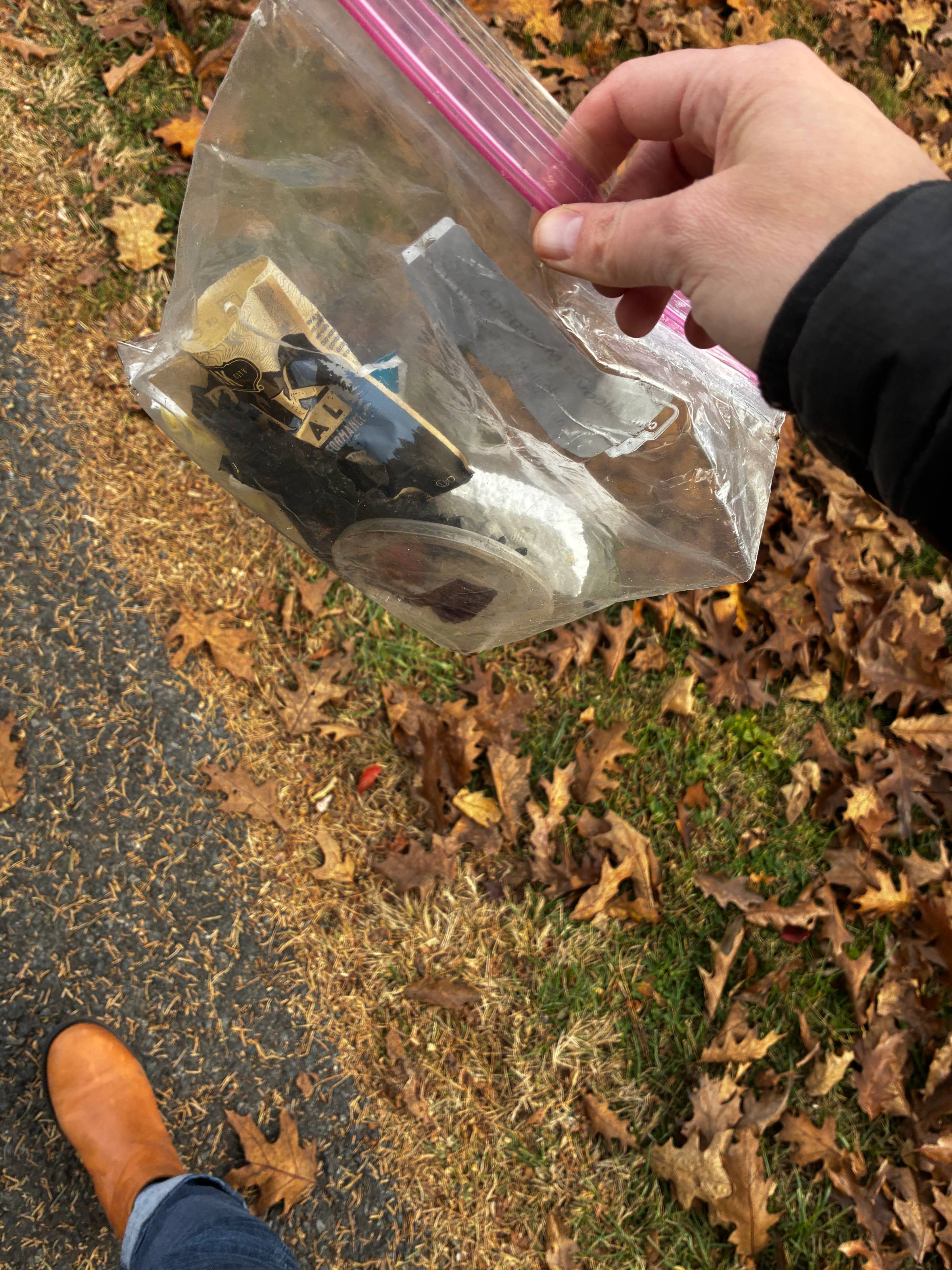 trash collected from walking outside