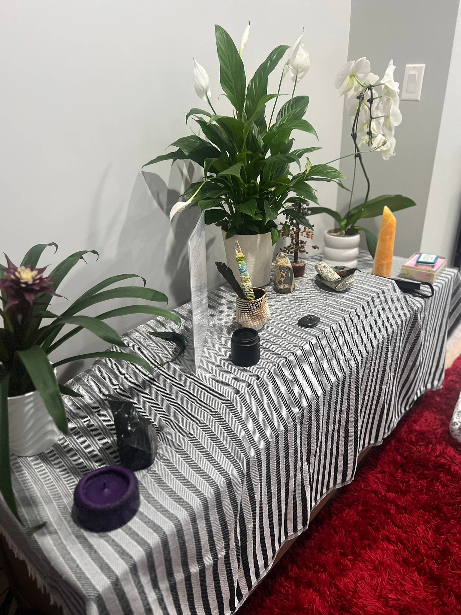 An altar from a private retreat for a soon-to-be-married couple