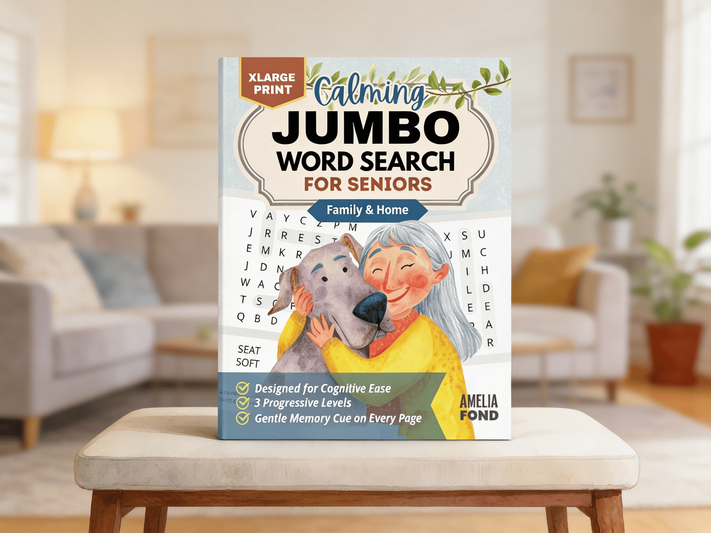 Calming Jumbo Word Search for Seniors (Home and Family Theme) by Amelia Fond