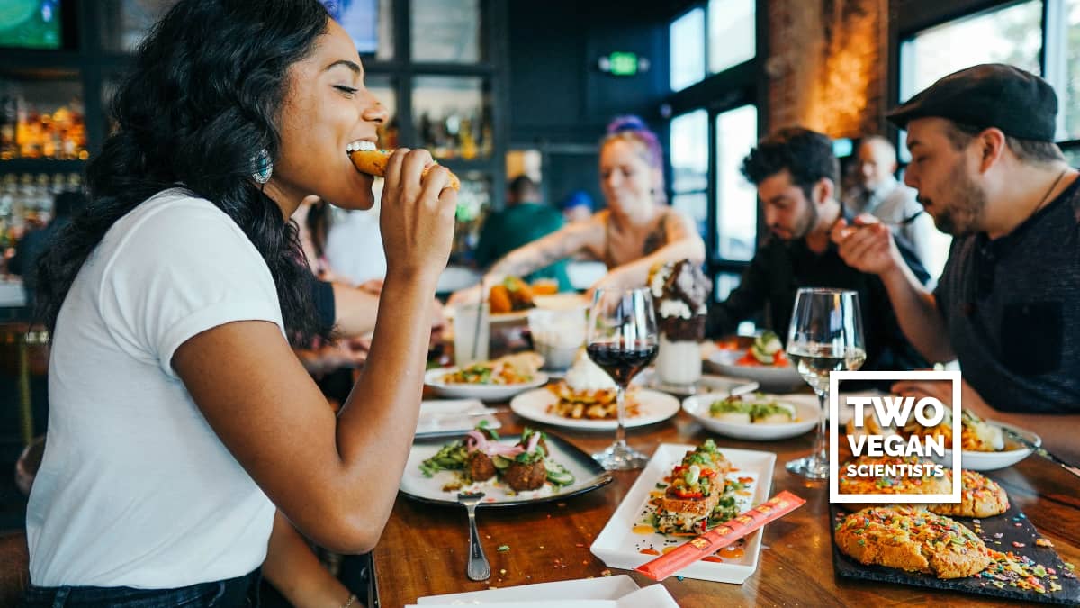 People eating in a vegan restaurant
