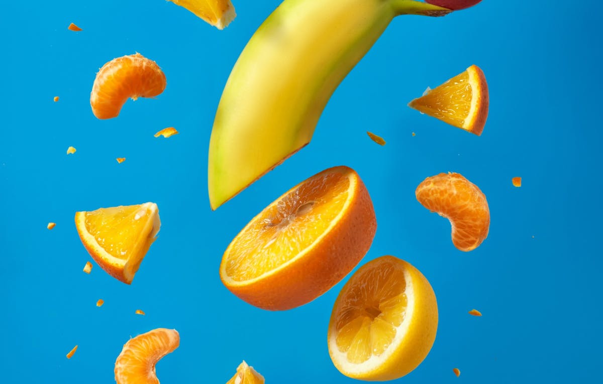 Fruit on a blue background
