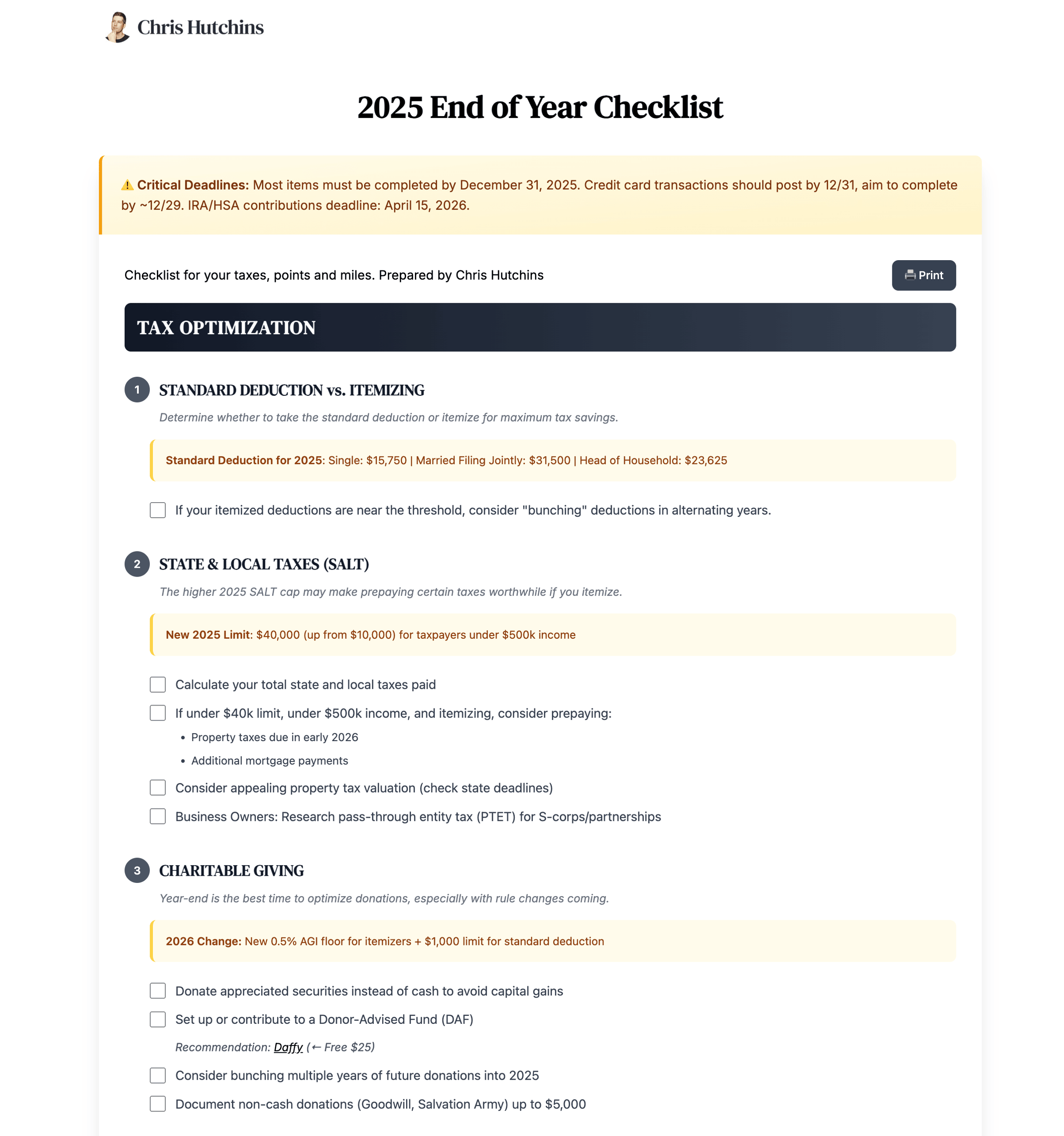 All the Hacks - 2025 End of Year Checklist