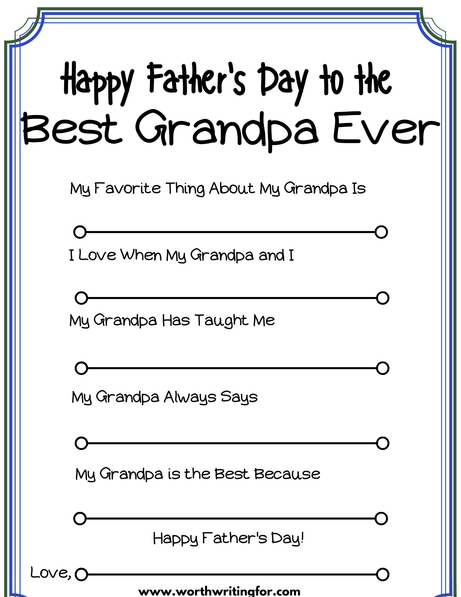 Free Father S Day Printable For Grandpa