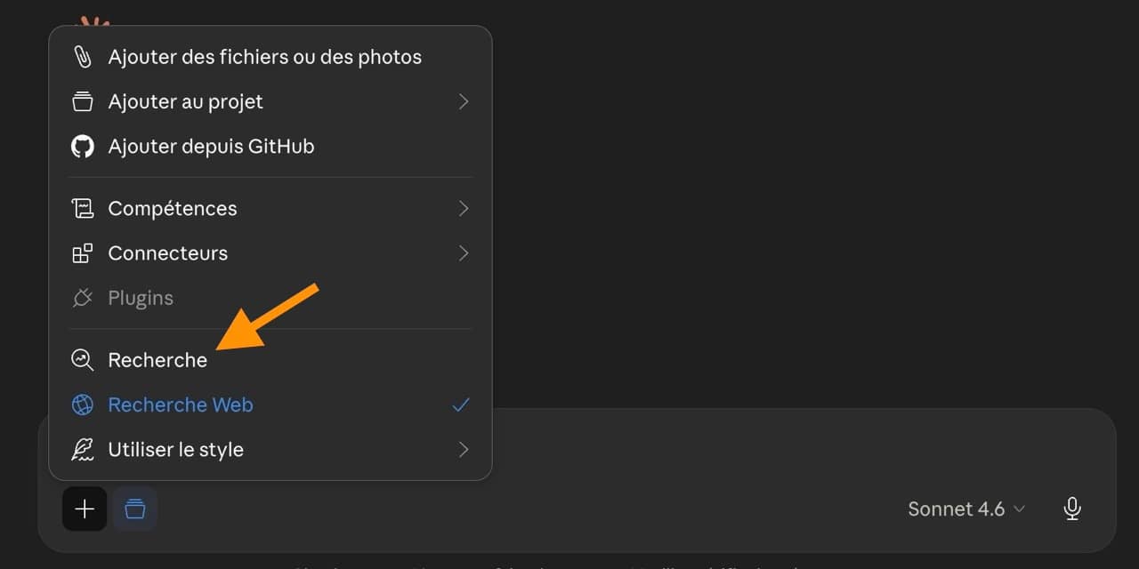 Recherche dans Claude