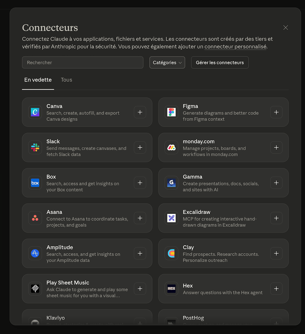 Connecteurs Claude AI