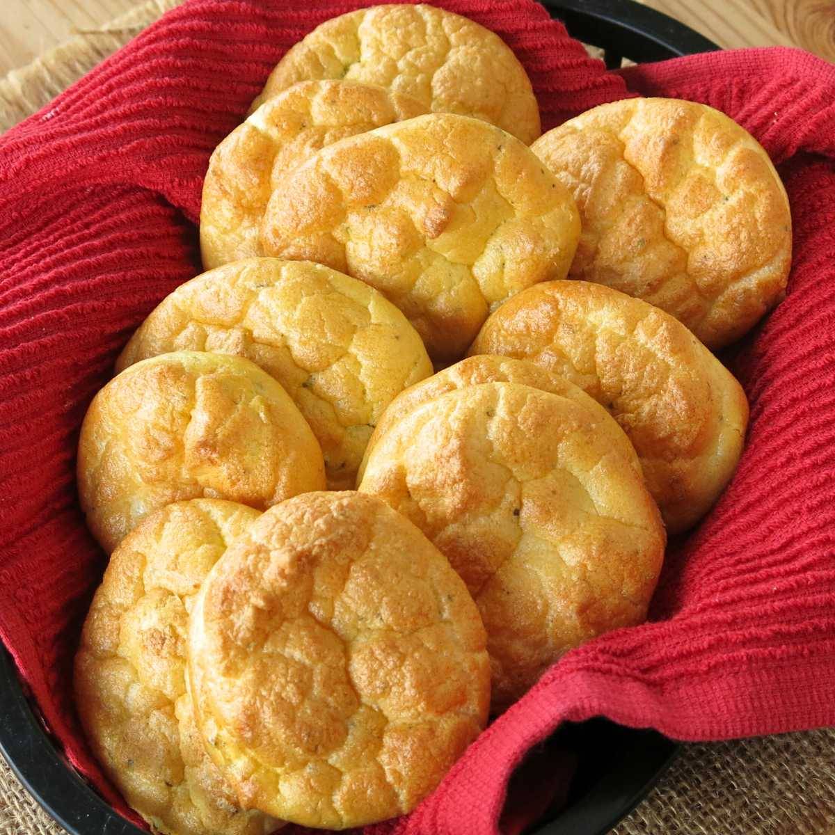 Basket of low-carb cloud bread.