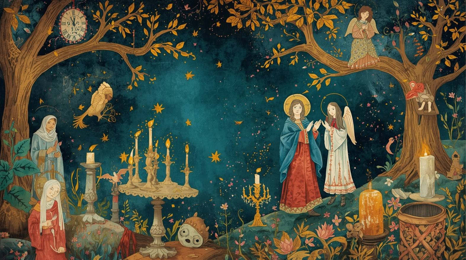 a medieval illumination of Christian saints