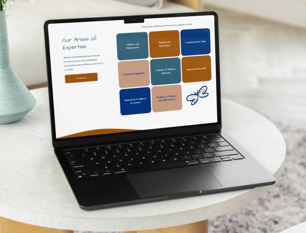 website mockup for Minds Matter Mental Health