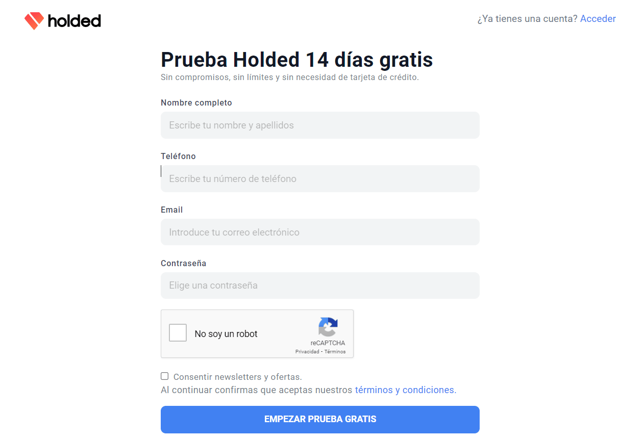 HOLDED GRATIS + 50€ AL REGISTRARTE