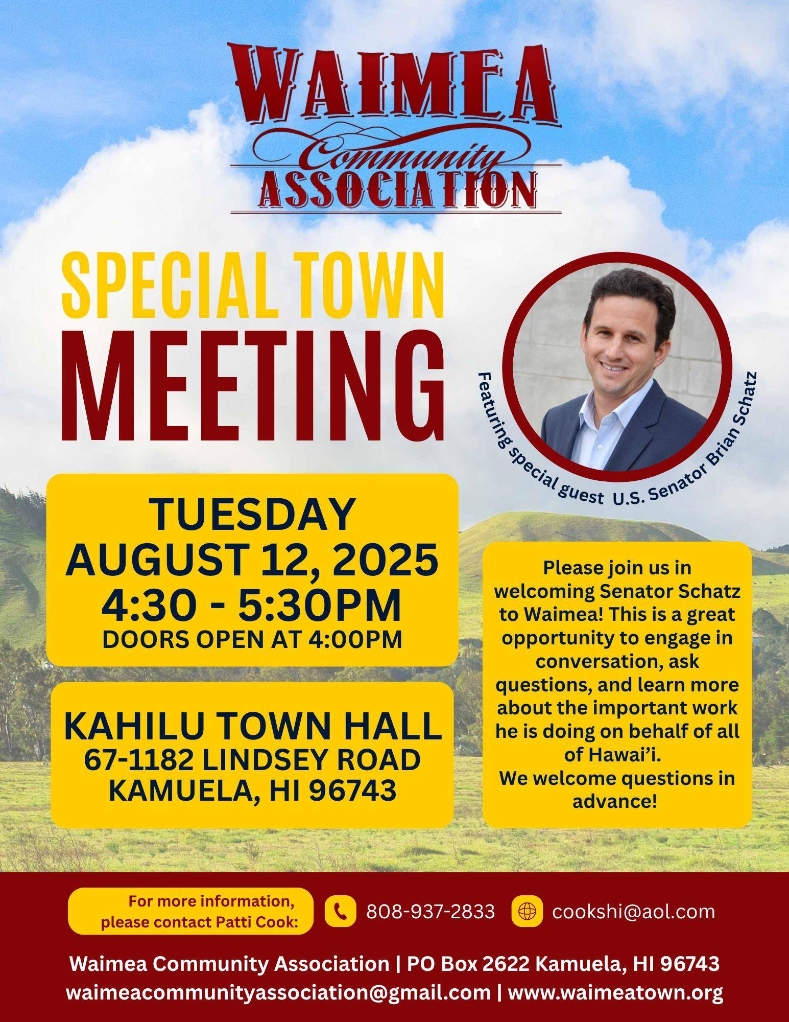 Special Town Hall Meeting with US Senator Brian Schatz