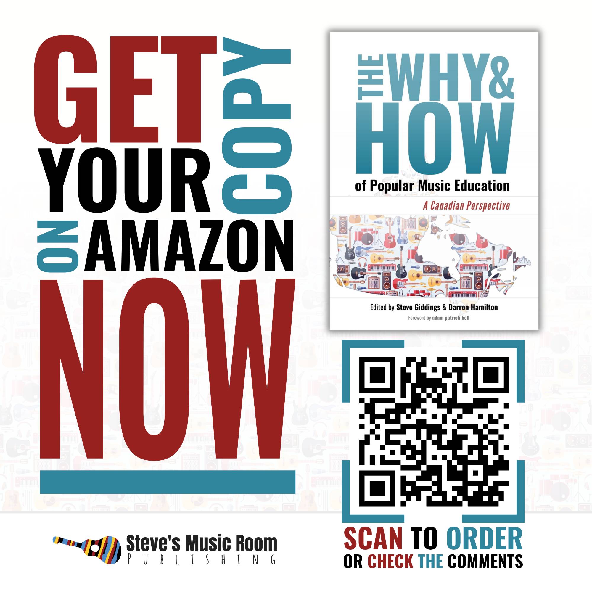 Image saying "get your copy on amazon now" with a picture of the book cover and a QR code to get the book