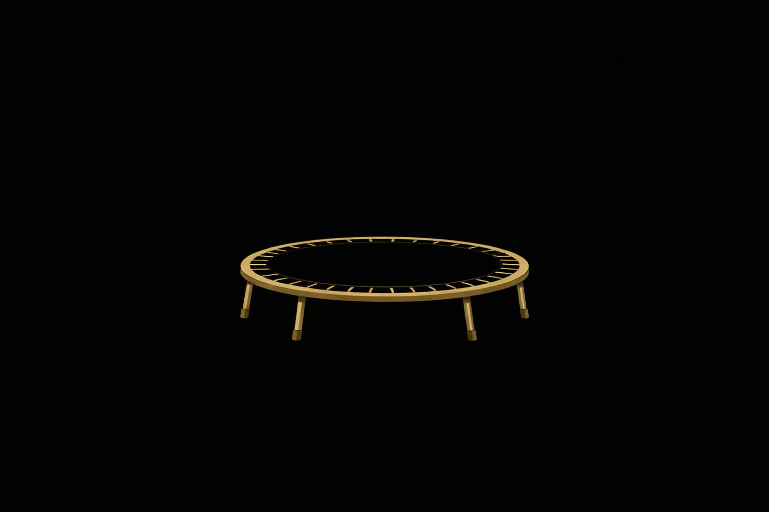 A minimalist gold trampoline on a black background, symbolizing leverage and amplified impact.