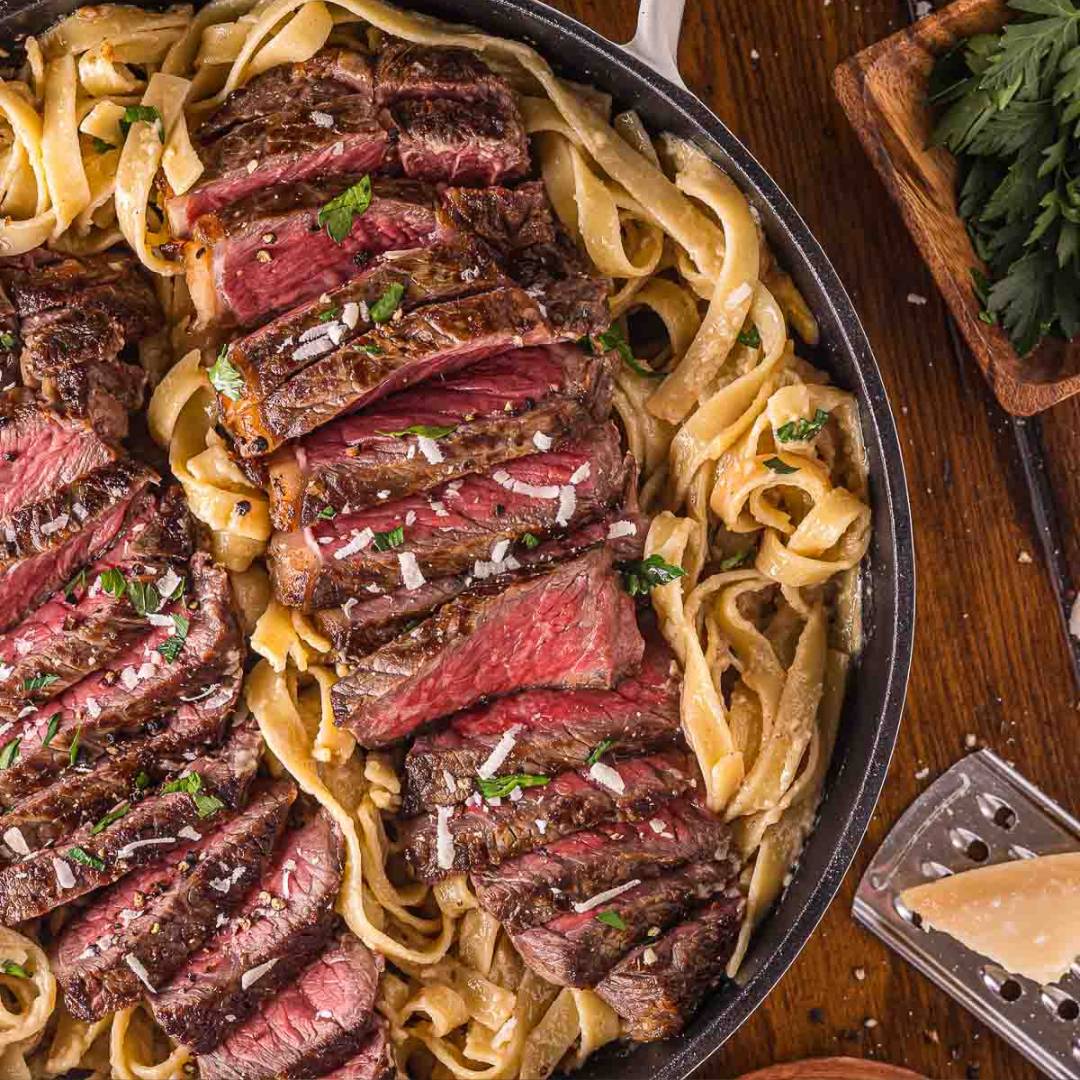 perfectly cooked steak.