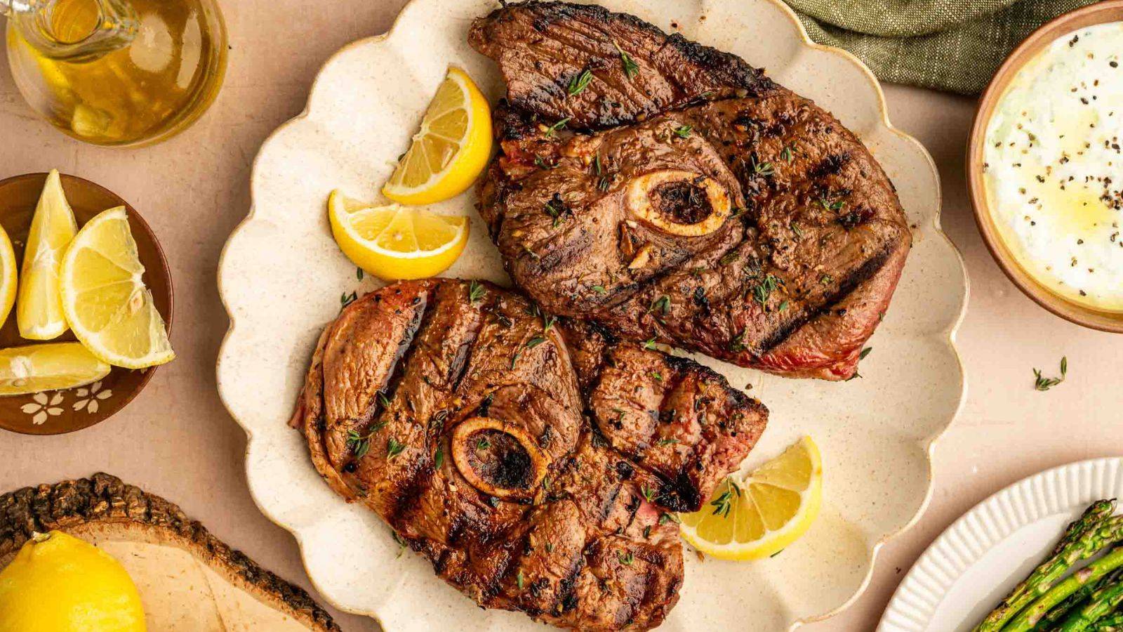 Grilled lamb steaks
