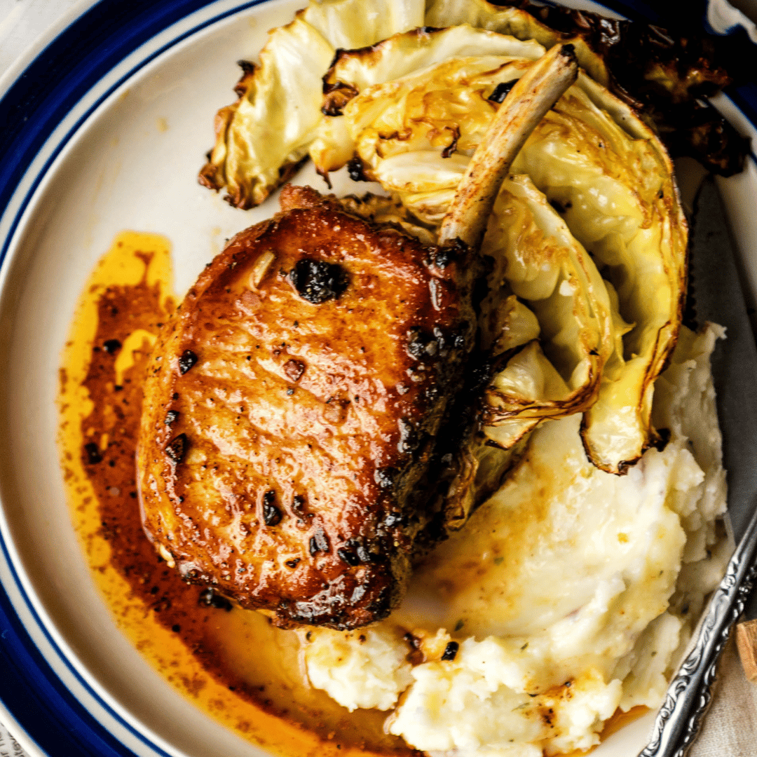Baked bone in pork chops