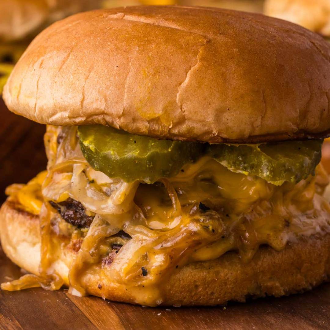 close up of a burger