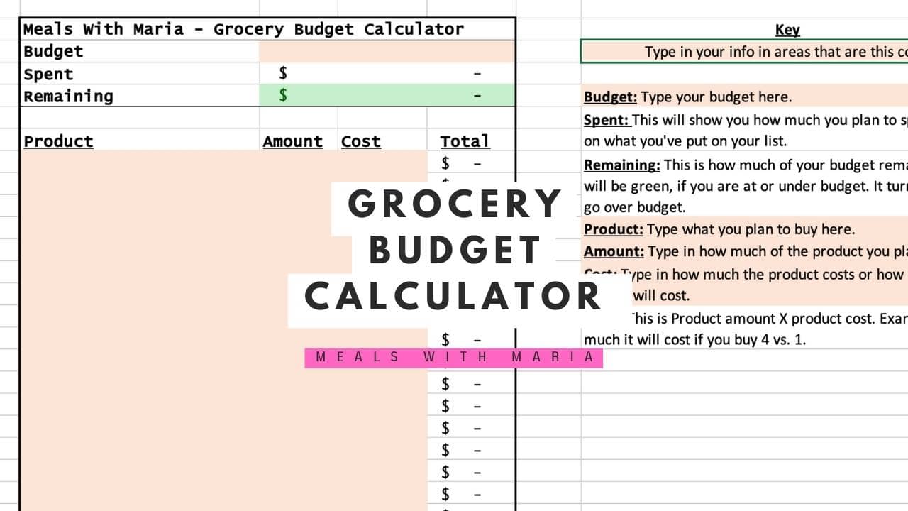 Grocery Budget Calculator Google sheet