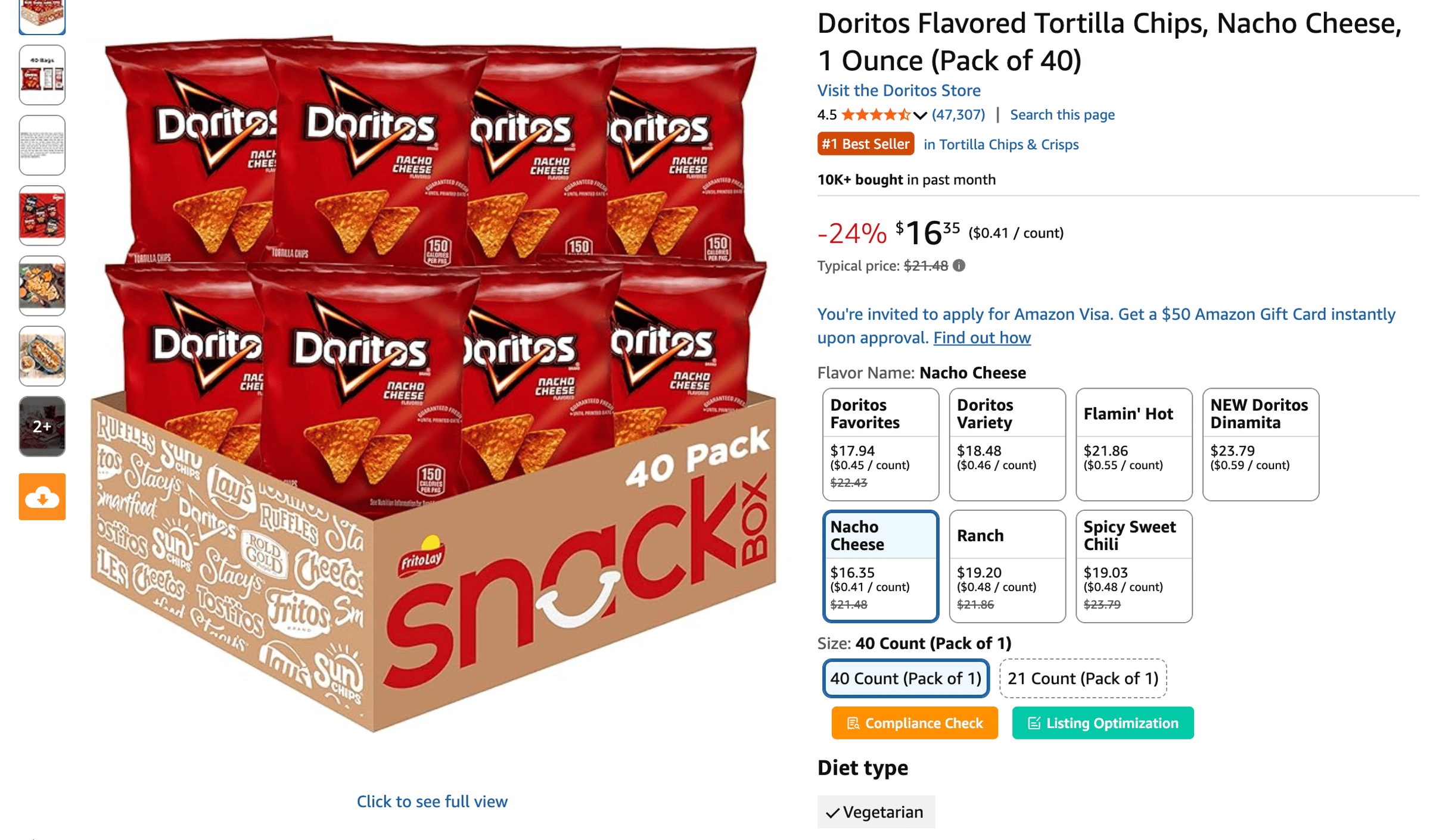 Doritos variation strategy on Amazon
