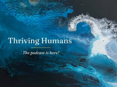 Elephant announcing the podcast is here on dark blue and black waves