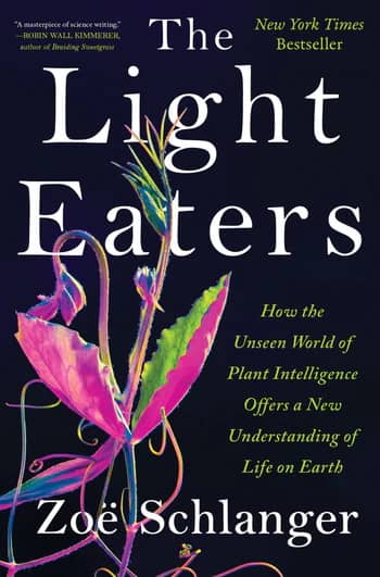 book cover featuring a sinewy pink and green plant against a dark background