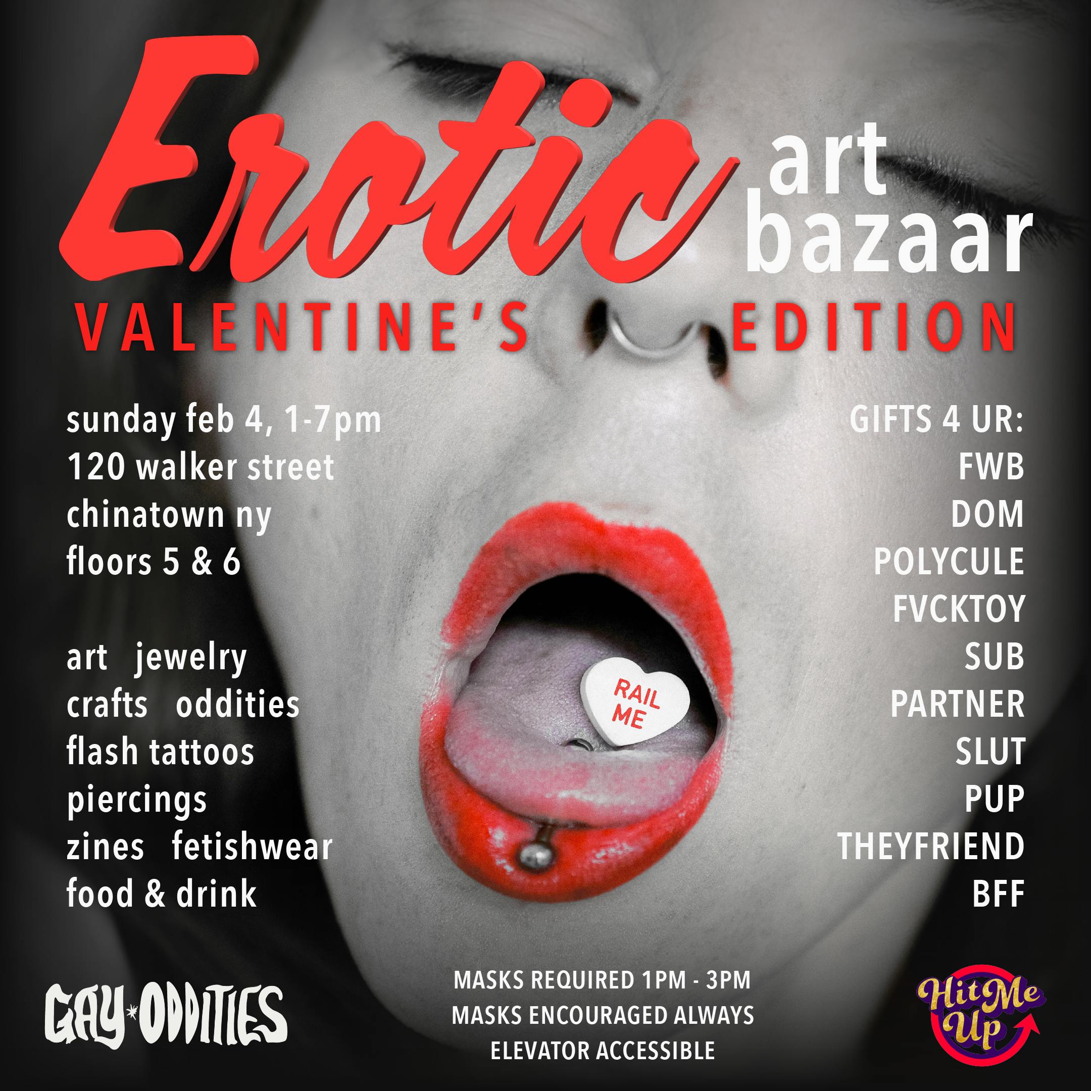 gay oddities erotic art bazaar. sunday feb 4, 1-7pm, 120 walker street, nyc