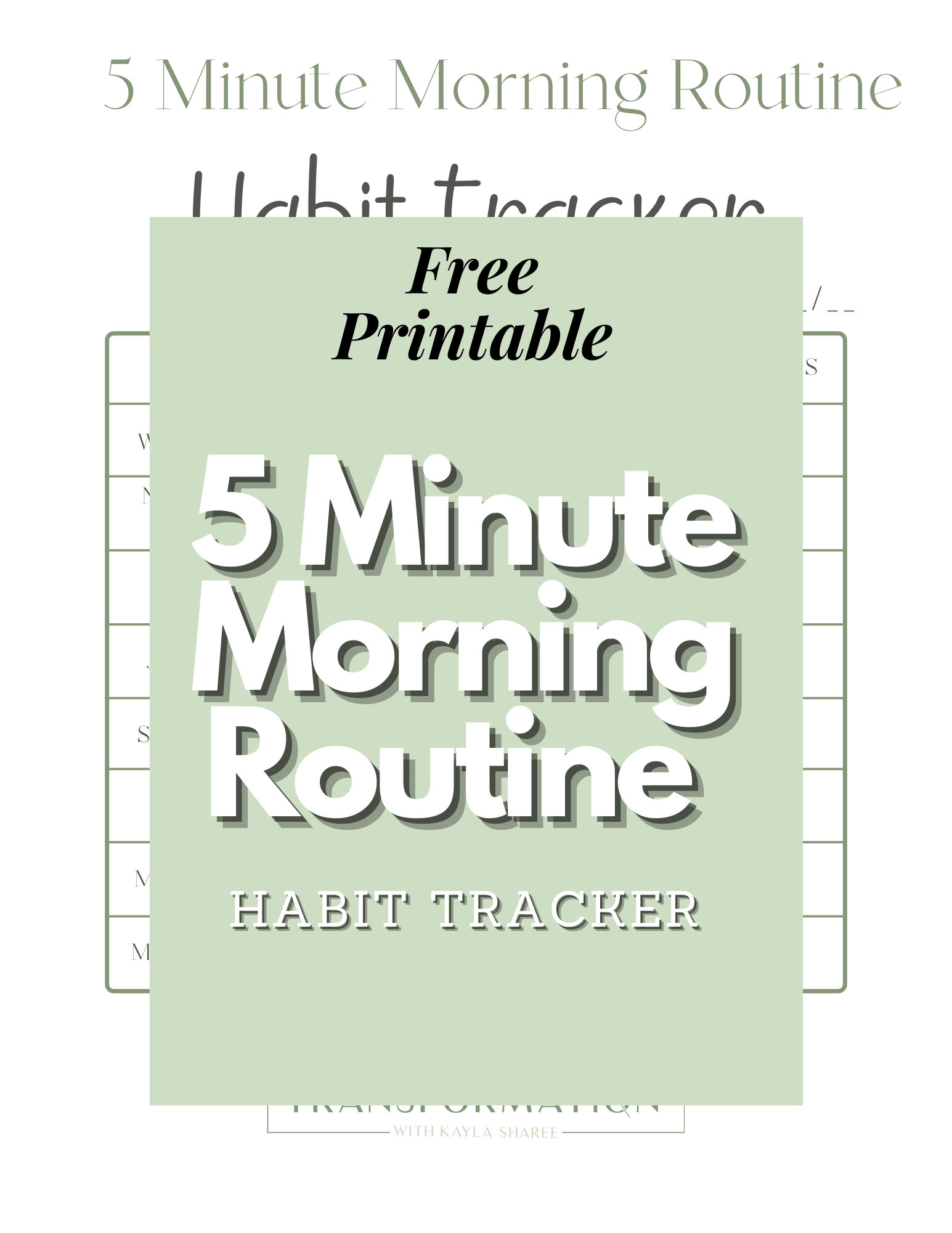 Free Printable 5 Minute Morning Routine Habit Tracker