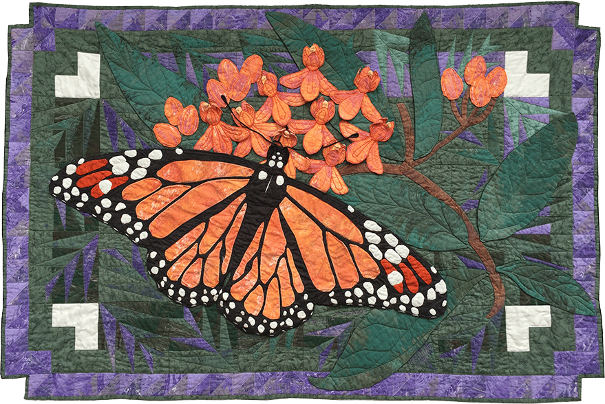 The 33-inch wingspan monarch butterfly quilt I designed and pieced while working on my PhD in materials engineering
