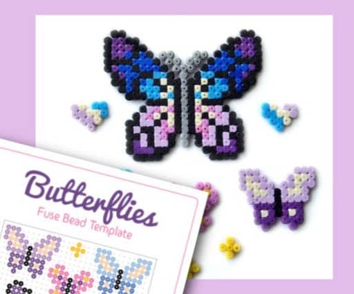 Easy Butterfly Perler Fuse Bead Printable Template