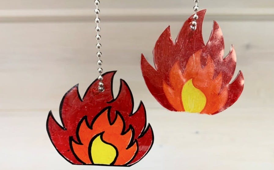 Fire Flame Shrinky Dinks Keychain Craft Ideas for Kids