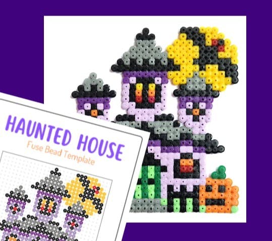 Haunted House Halloween Perler Fuse Bead Template