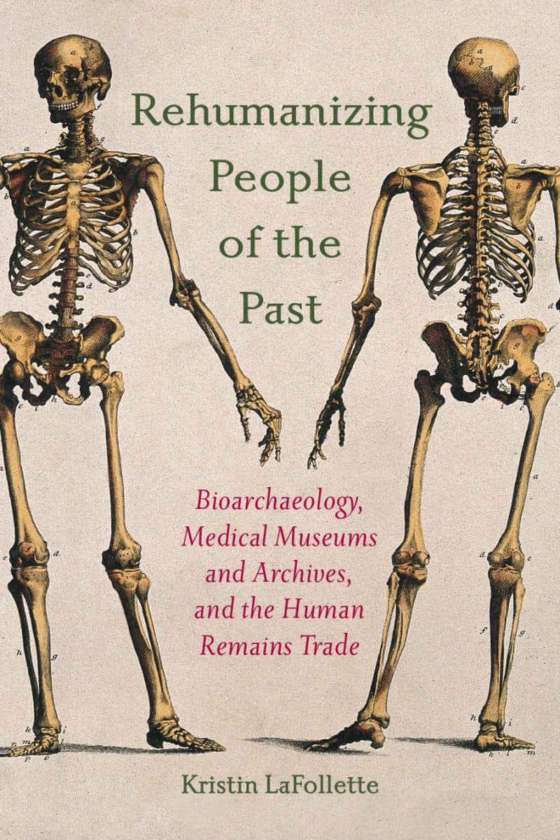 The cover of Rehumanizing People of the Past features a drawing of a skeleton from the front on the left, and from the back on the right.