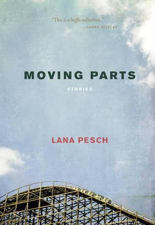 The cover of Lana's book features a roller coster against a blue sky, and the title: Moving Parts