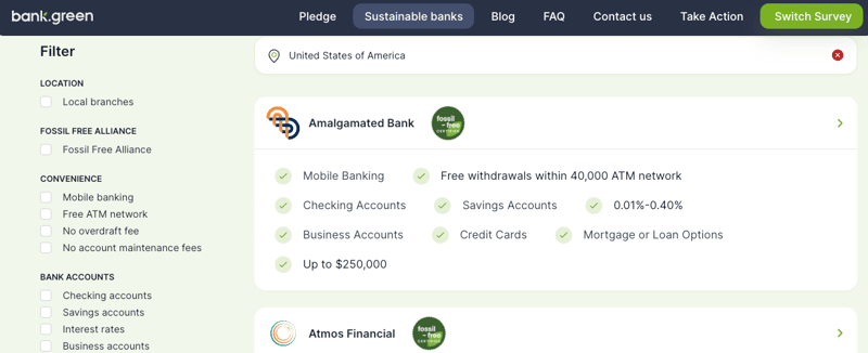 list of sustainable banks