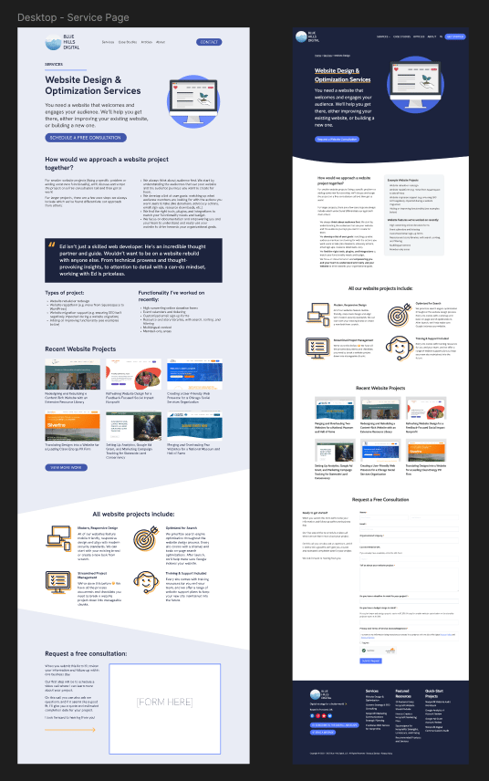 Screenshot from Figma of a page mockup