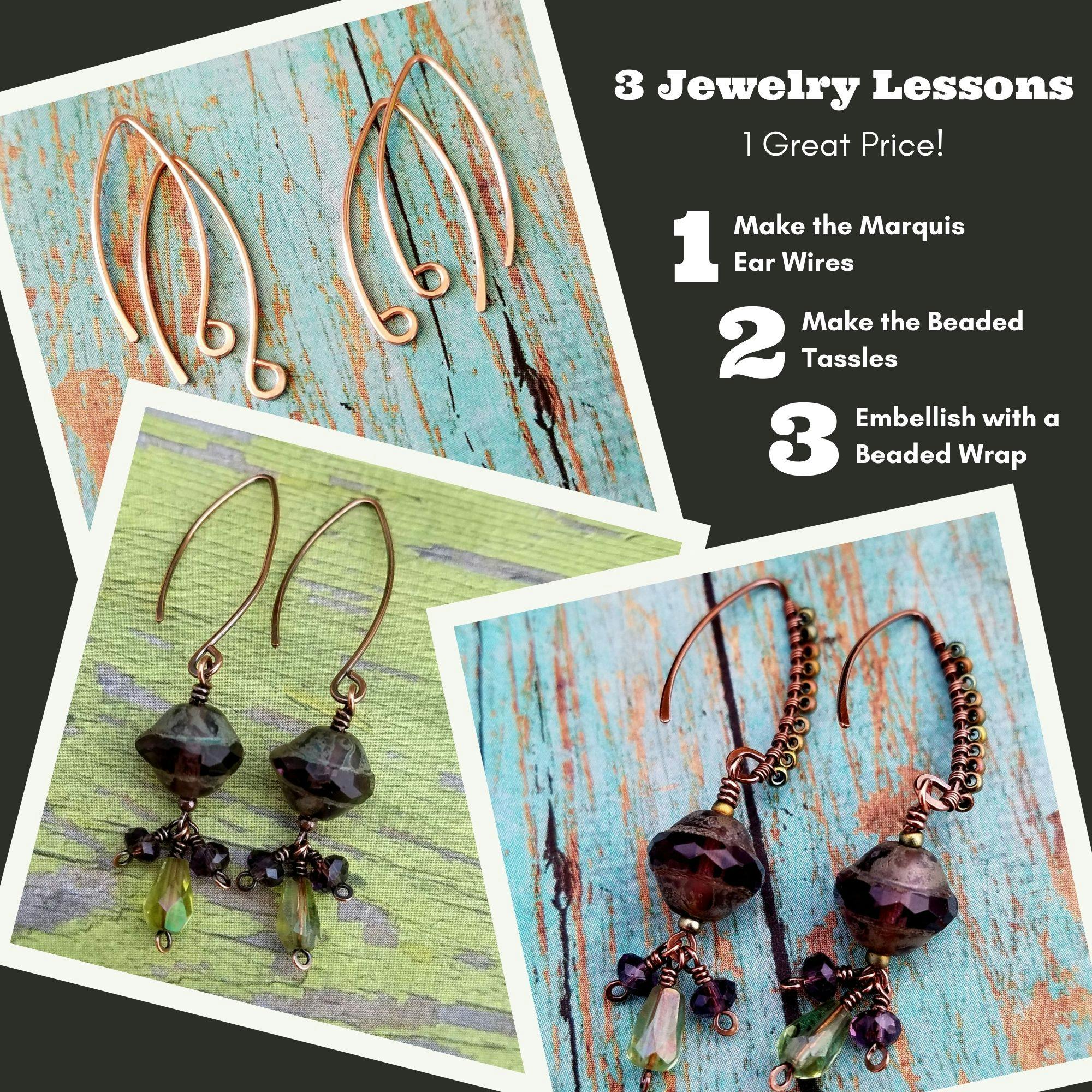 3 jewelry lesson bundle for beaded marquis earrings