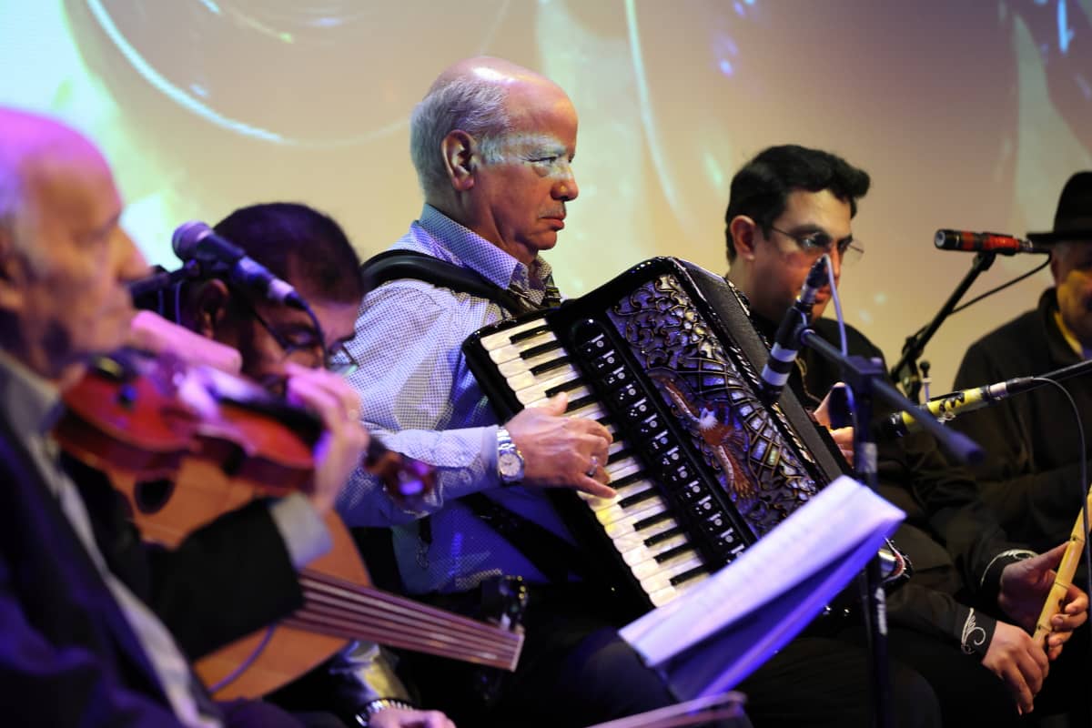 Egyptian musicians - violin, oud, accordion, and ney. Photo copyright Pip Rustage